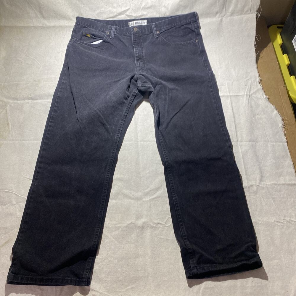 Men's Lee Relaxed Fit Black Jeans 100% Cotton 42 x 30